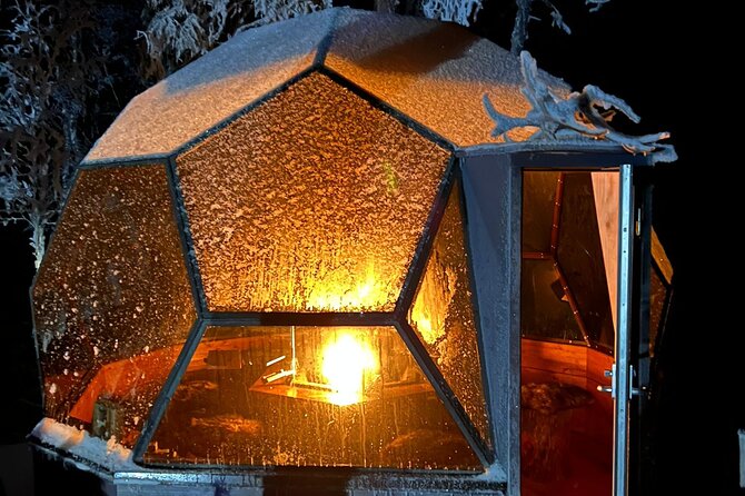 PRIVATE Party dinner in a Glass Igloo Under Northern Lights - Inside the Glass Igloo: Fireside Dinner, Candlelight, and Real Cozy Heat