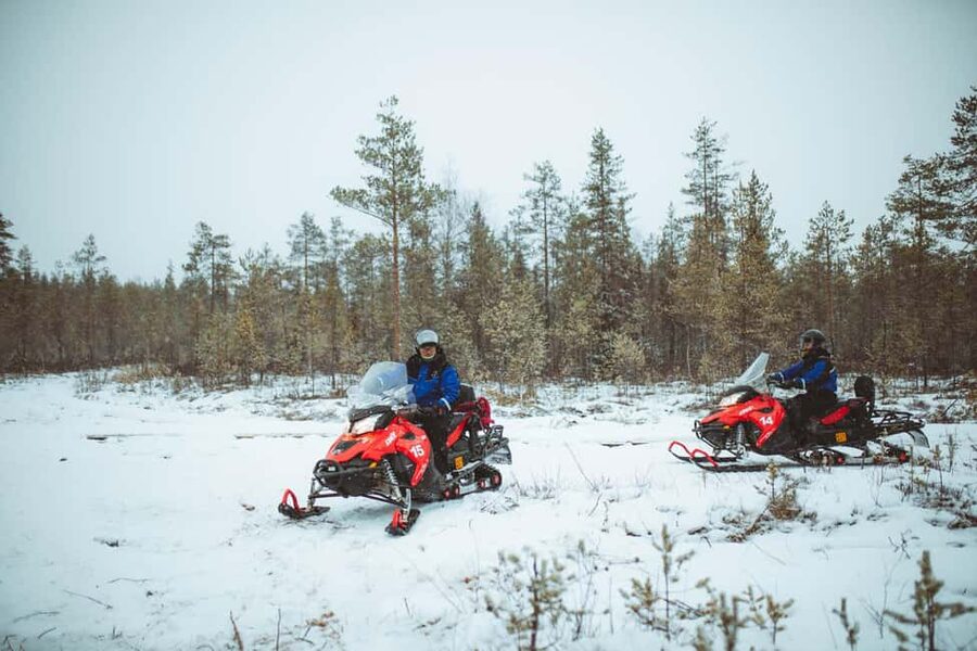Rovaniemi: Snowmobile Safari into the Wilderness - Shared snowmobiles: how 2 adults per machine works