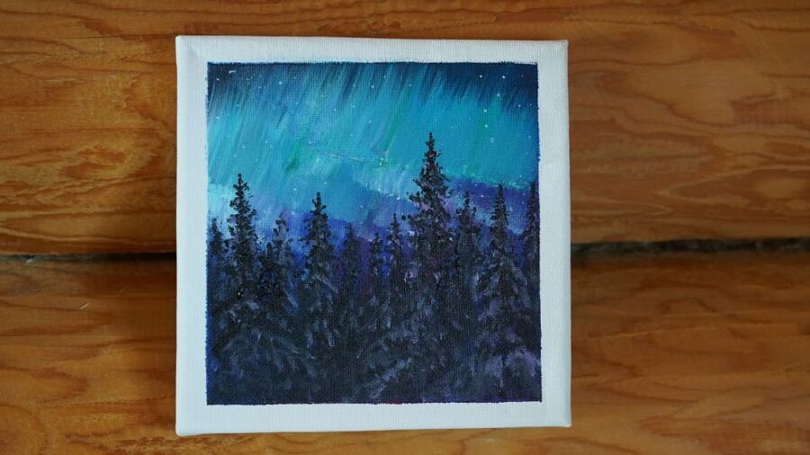 Rovaniemi: Workshop - Aurora painting - The 2.5-Hour Flow: Hotel Pickup, Workshop, and a Lapland House Visit